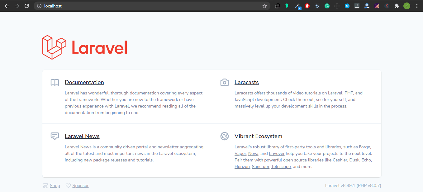 laravel- homepage using docker