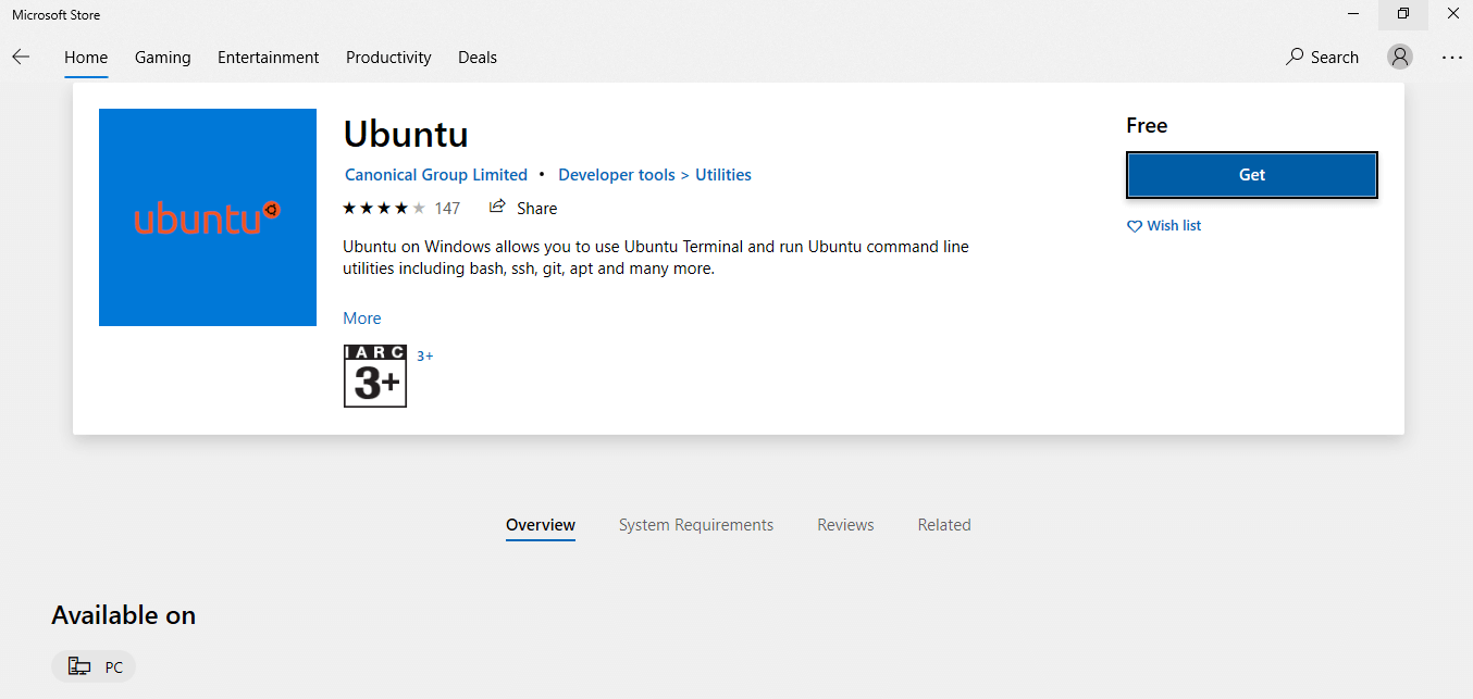 windows store ubuntu